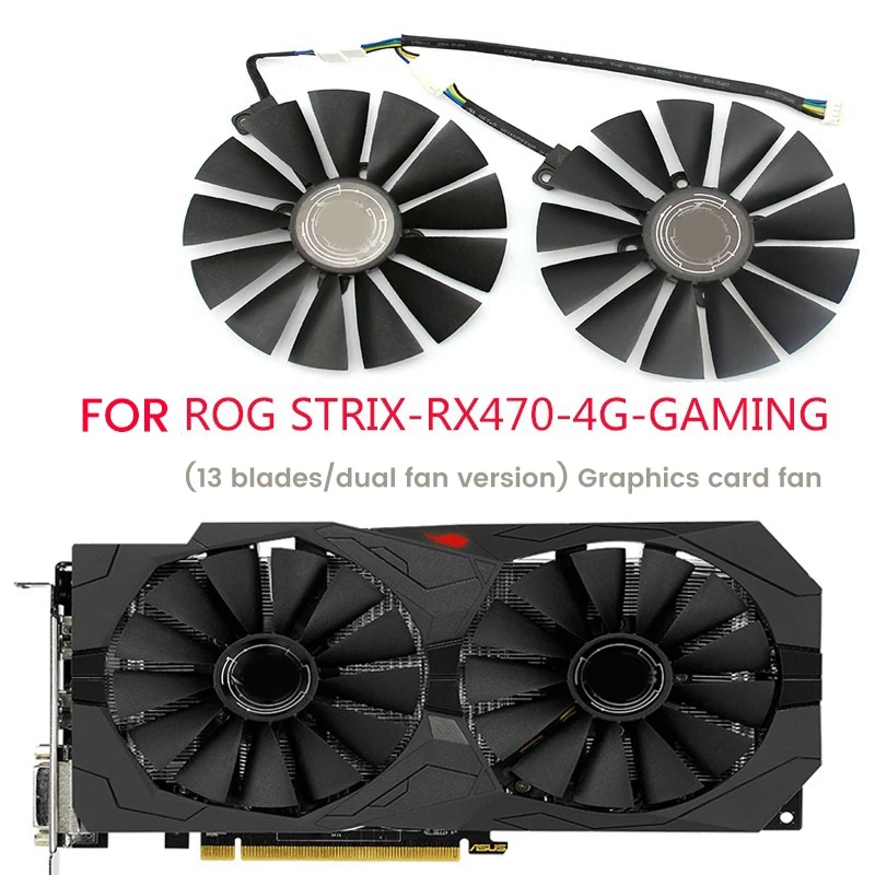 Внешний диаметр 95 мм для ASUS Radeon RX 470 570 4G ROG STRIX GAMING OC Охлаждающие вентиляторы
