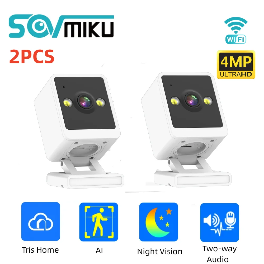 2PCS 2K 4MP WiFi Surveillance Camera Indoor Home Baby Monitor Night Vision AI Human Detect  IP Camera Security Protection