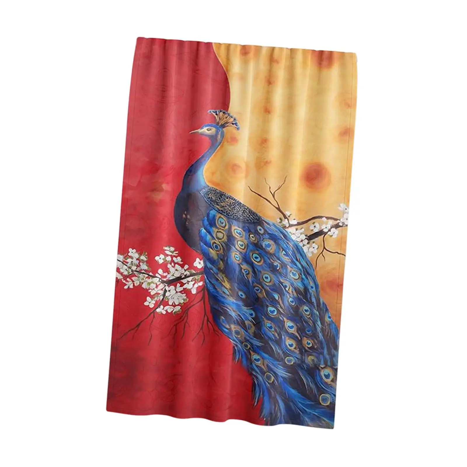 

Peacock Print Window Panels Animal Pattern Rod Pocket Curtain for Kitchen