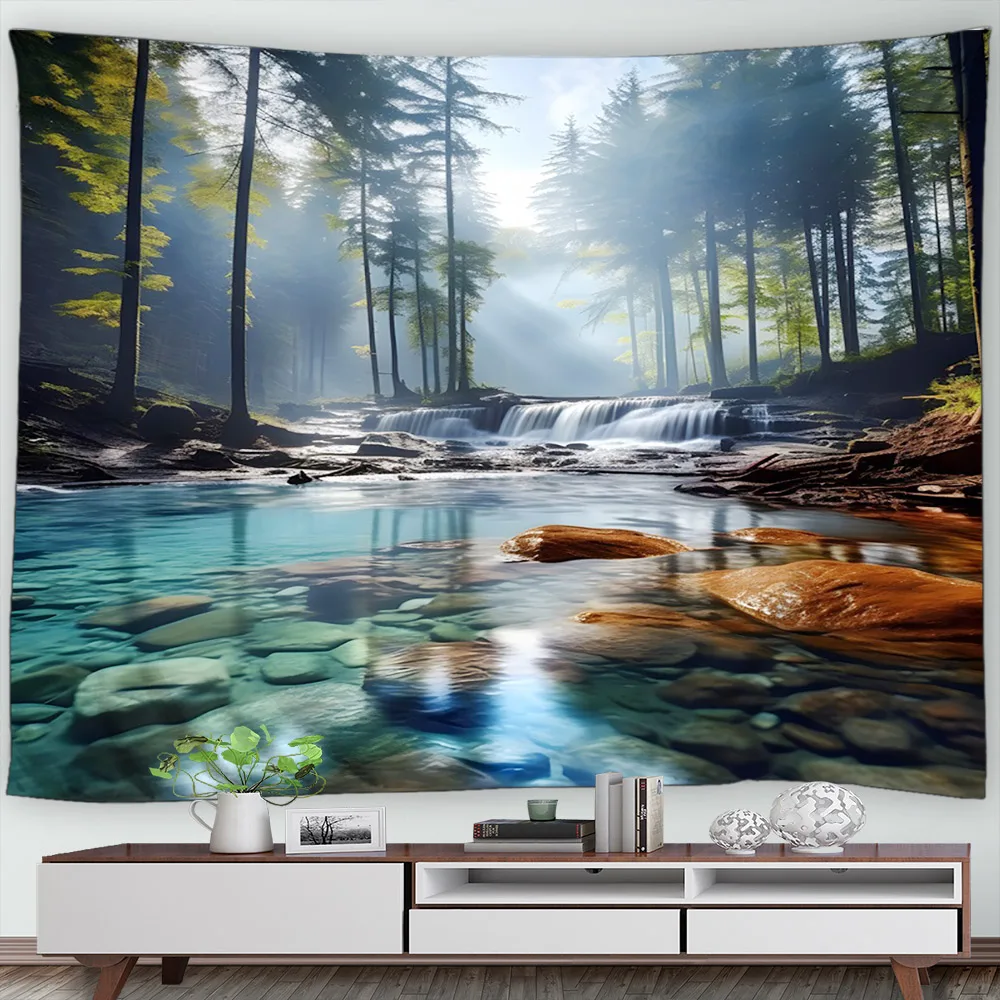 Настенный декоративный гобелен для фотосъемки природное искусство водопады