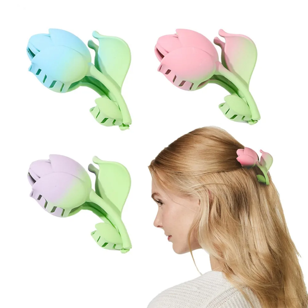 

Women Tulip Flower Hair Claw Clips Pink Blue Hairpins Makeup Hair Styling Clamp Barrettes Girls Ponytail Hair Accessories