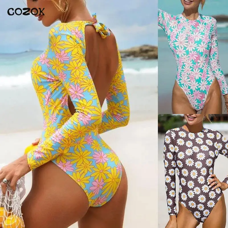 

COZOK Women Print Swimsuit Women's Swimwear Sexy Hanging Neck Backless Push Up Bathing Suit Beachwear Monokini One-piece Suits