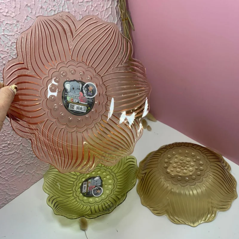 

Creative Crystal Acrylic Fruit Plate Highly Transparent Snack Food Tray Party Festival Cake Rack Home Kitchen Accessory