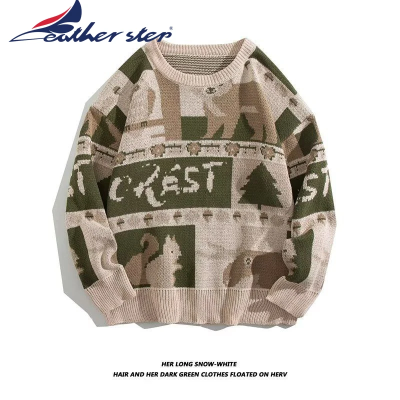 Y2k Winter Vintage Sweater Men Japanese Cute Bear Women Knitted Sweater Pullover Hip Hop Harajuku Streetwear Men Clothing Tops