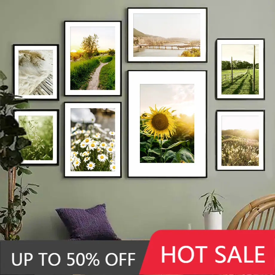 

Настенная Картина на холсте, Настенная картина с натуральным травяным мостом, скандинавские постеры и принты для украшения гостиной