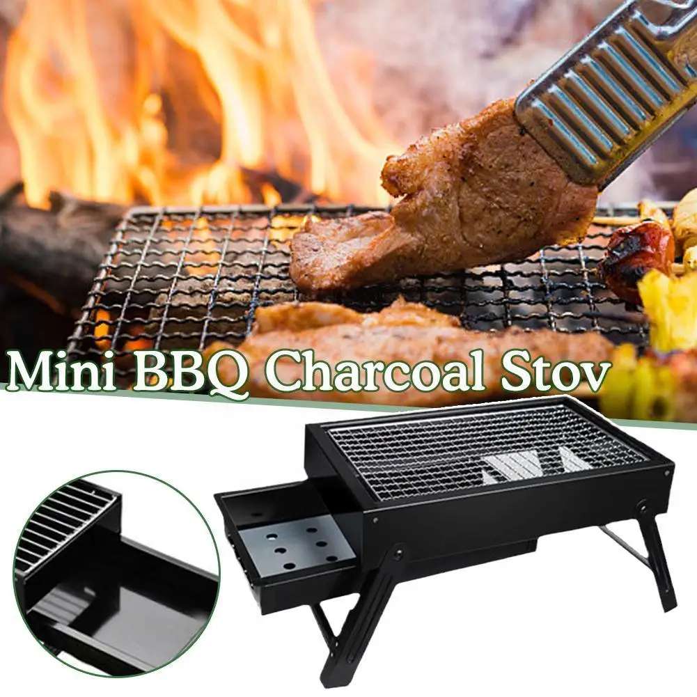 

2023 New Portable Foldable Mini BBQ Grills Barbecue Grill Stove Steel Tools Outdoor Stainless Charcoal Camping Picnic W2K6
