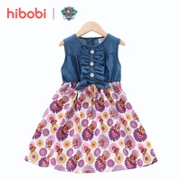 hibobi x paw patrol toddler baby girl clothes dress summer denim dress sweet flower print sleeveless child dresses for 2 6y