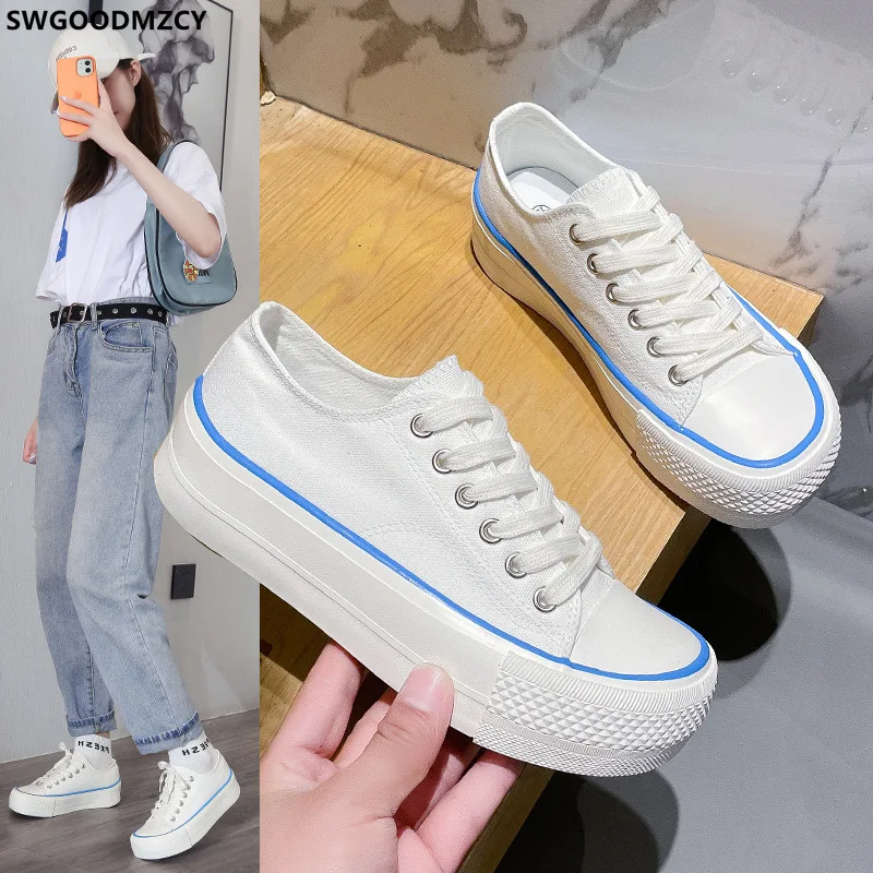 Женские холщовые кроссовки на платформе Вулканизированная подошва повседневные