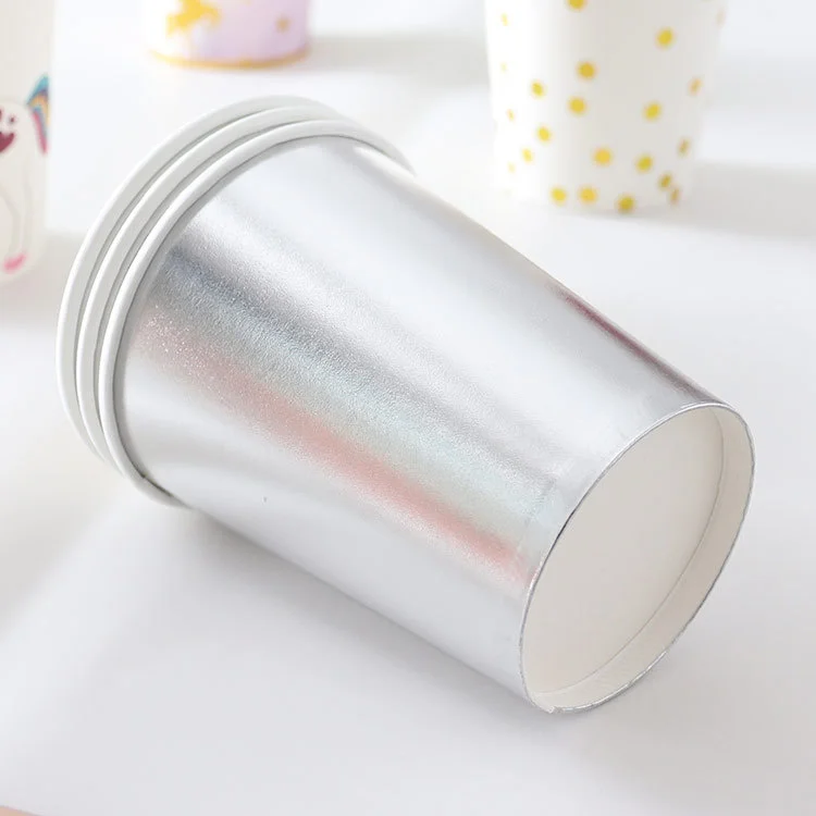 

10pcs Disposable Paper Cup Birthday Dot Paper Cup Solid Color Rose Gold Paper Cup Cutlery Party Decoration Party Supplies