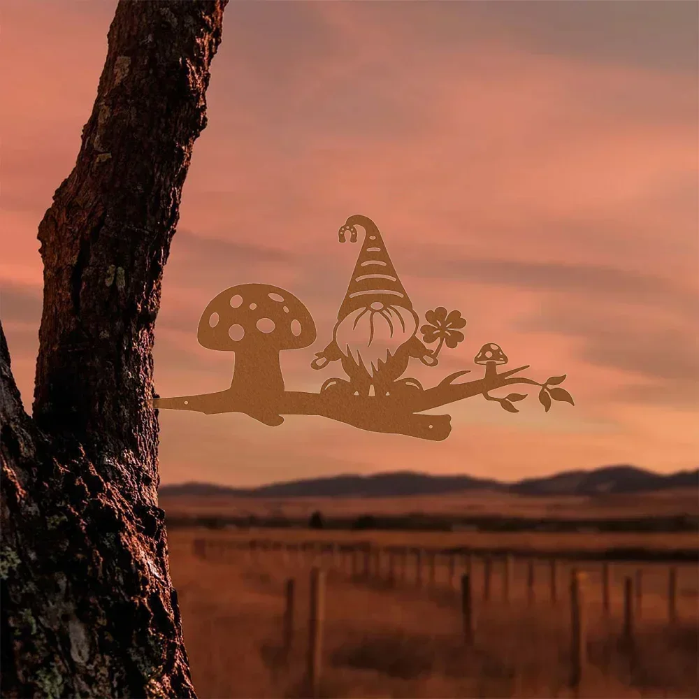 Великолепное украшение в виде гнома с металлической веткой для вашего сада —