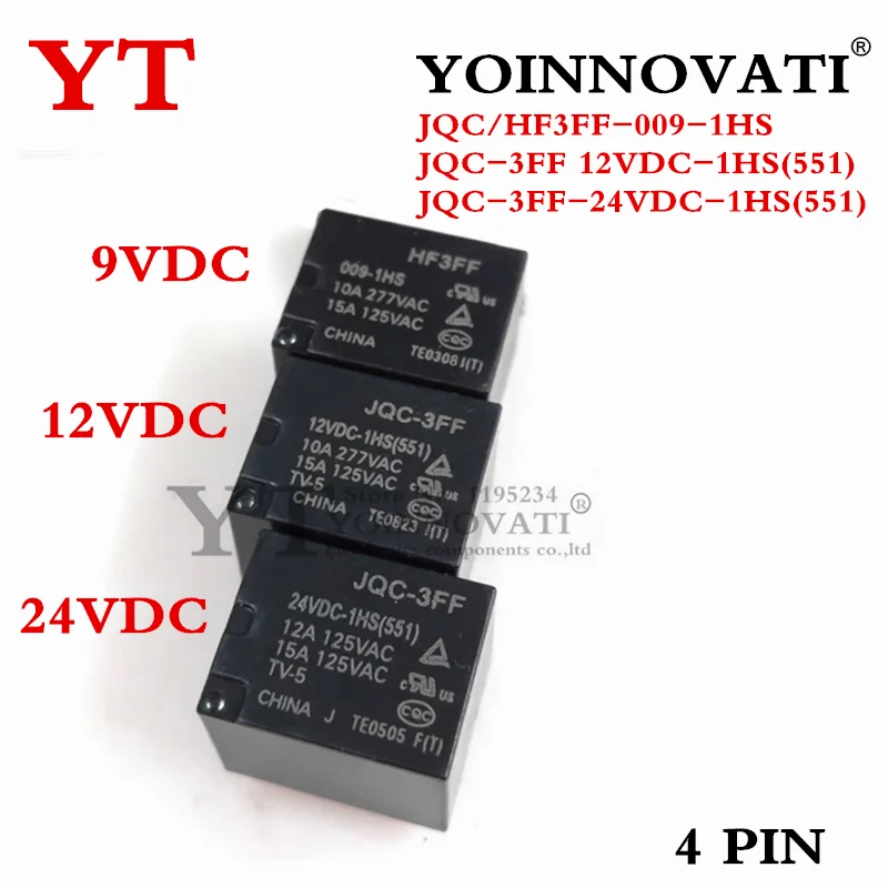 5 шт. новые оригинальные реле JQC/HF3FF-009-1HS JQC-3FF-12VDC JQC-3FF-24VDC 10A 9 В 12 24 4 контакта
