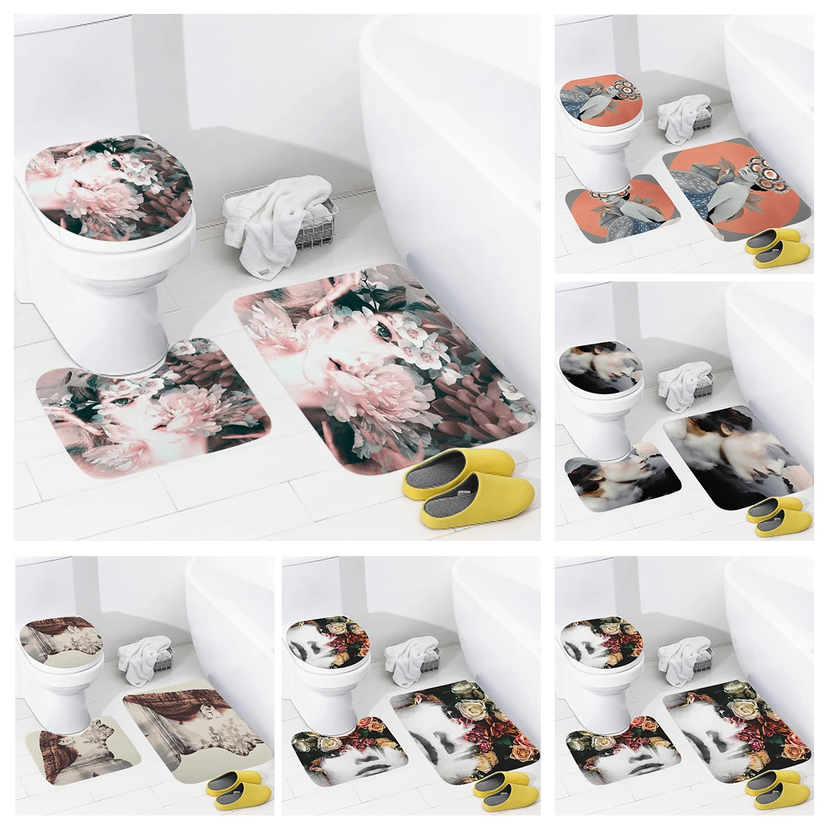 

Домашние напольные коврики для ванной комнаты в натуральном животном стиле, коврик для ног для ванной, современные аксессуары для ванной комнаты, Противоскользящий коврик для ванной