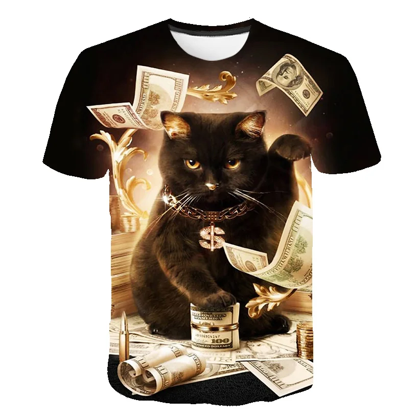 

3D Animal Printed T Shirt For Choldren Boys Girls Summer Short sleeve Cat T-shirt Funny Tshirt Kids Children Clothes 4-14T