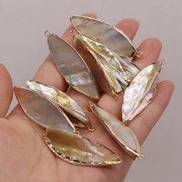 1pcs natural shell gold tree leaf single hole pendant for jewelry makingdiy necklace earring accessories decor gift party15x50mm