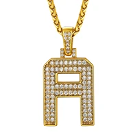 bling cz big letter necklace jersey number hip hop 18k gold plated name initial pendant personalized jewelry for men rappercp717
