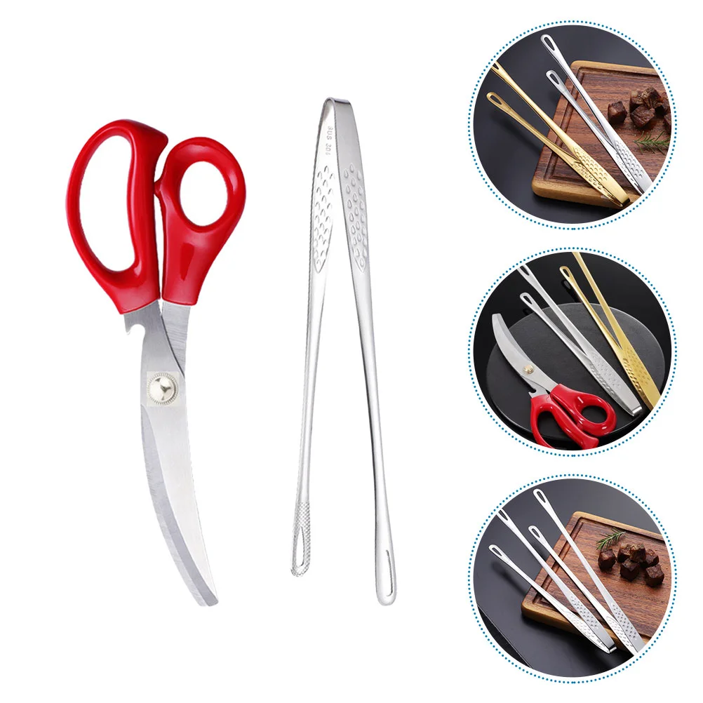 

Tongs Kitchen Scissors Tong Metal Meat Shear Serving Steel Stainless Cooking Poultry Barbecue Grilling Bbq Korean Salad