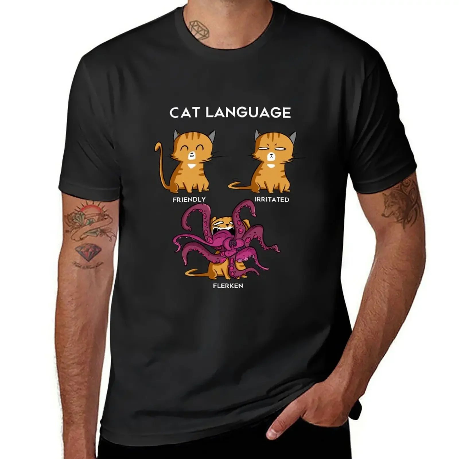 Мужская футболка с надписью Cat Language