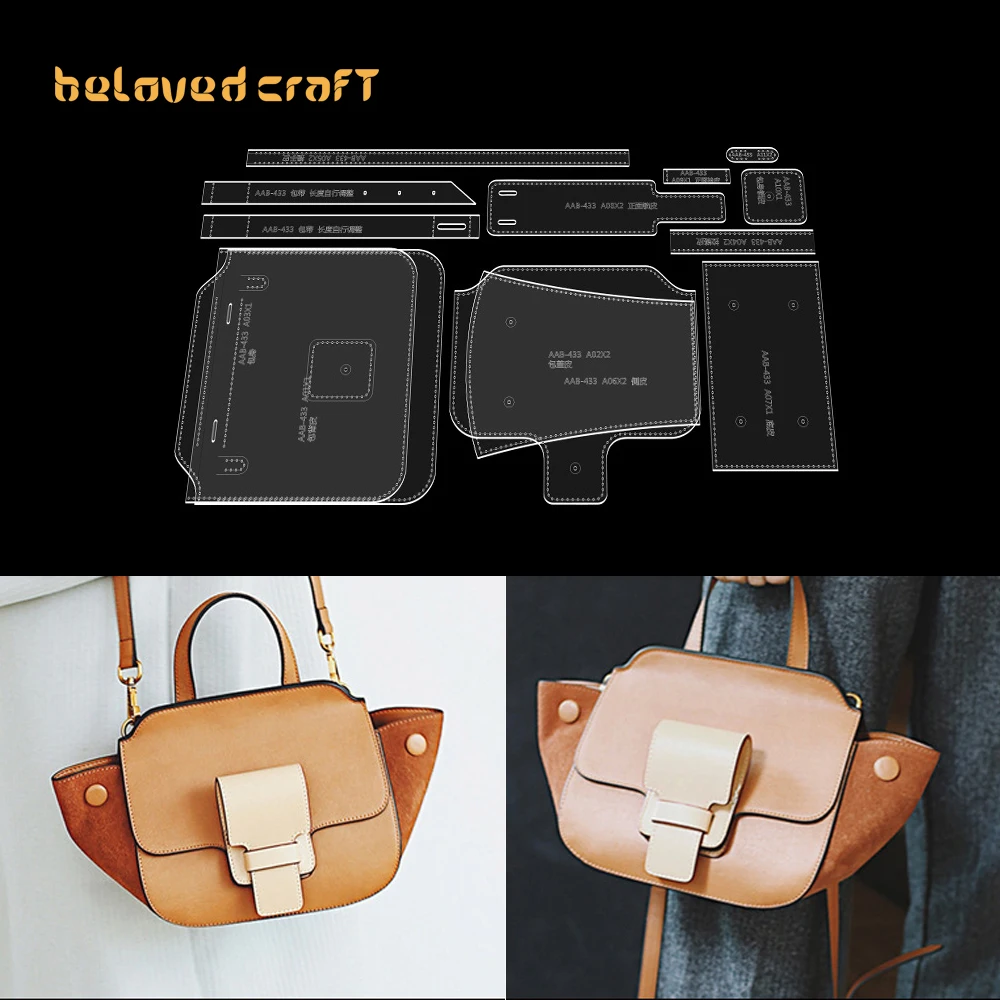 

BelovedCraft-Leather Bag Pattern Making with Acrylic Templates for Women's single-shoulder bag, slant crossbody wing bag