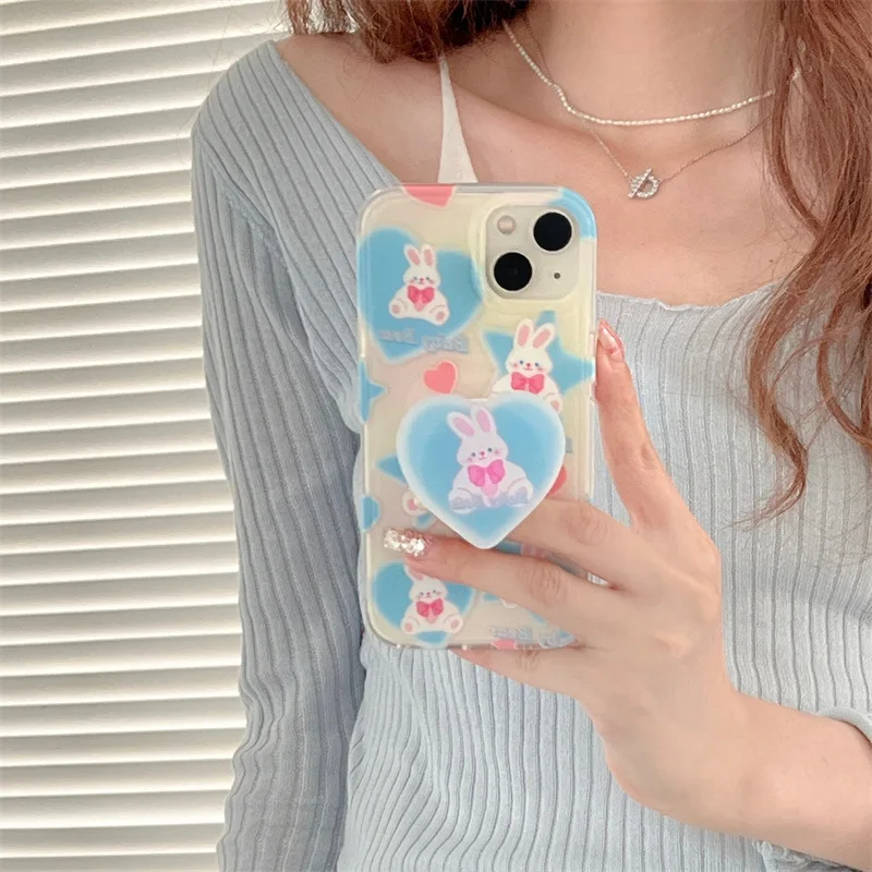 

Bow knot rabbit+rabbit bracket Phone Case For iphone 14 13 12 11 Pro Max X XR XSMAX 7 8 Plus SE TPU Case Cover new products