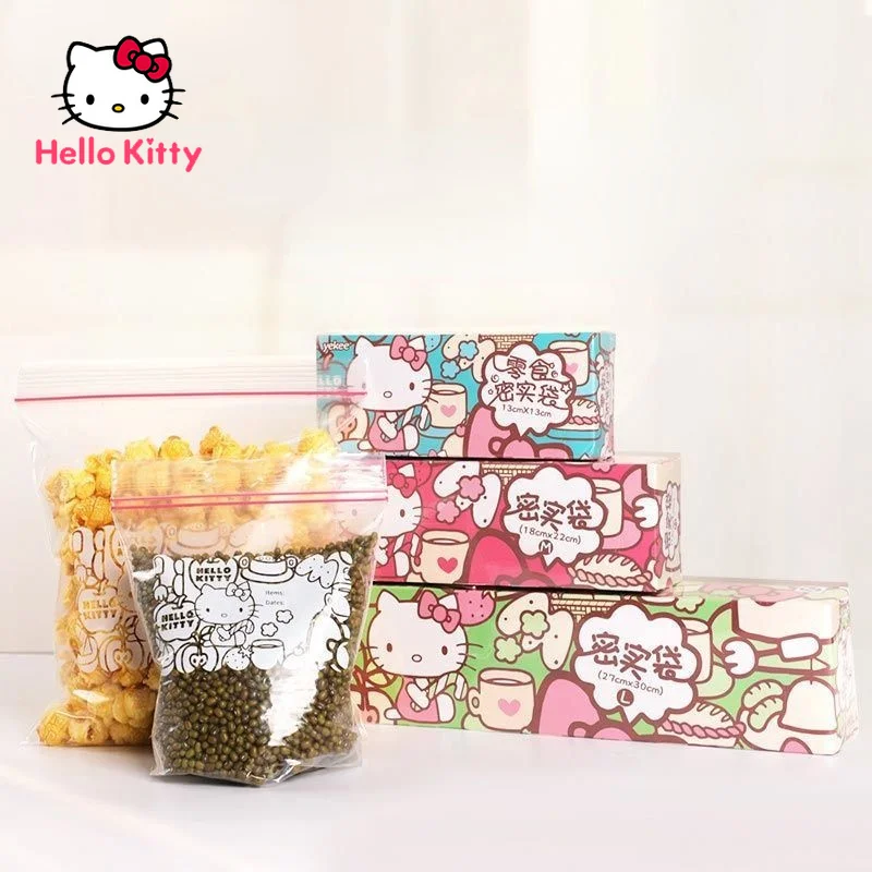 

Компактный пакет Hello Kitty, пакет с застежкой-молнией, полиэтиленовый пакет для хранения пищевых продуктов, многофункциональный пакет для хра...