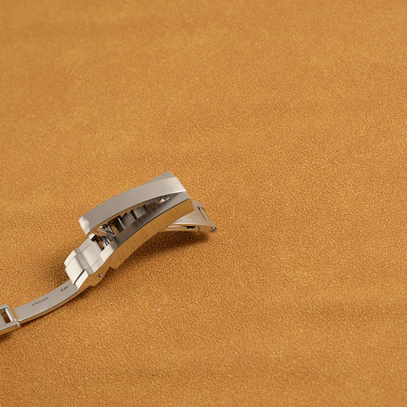 For ROLEX Watch Leather Rubber Strap Band Clasp Buckle Silver
