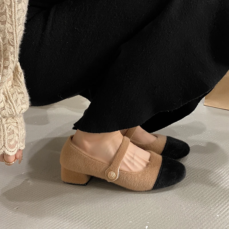2024 новый стиль женские хлопковые туфли на флисовой подкладке корейская версия