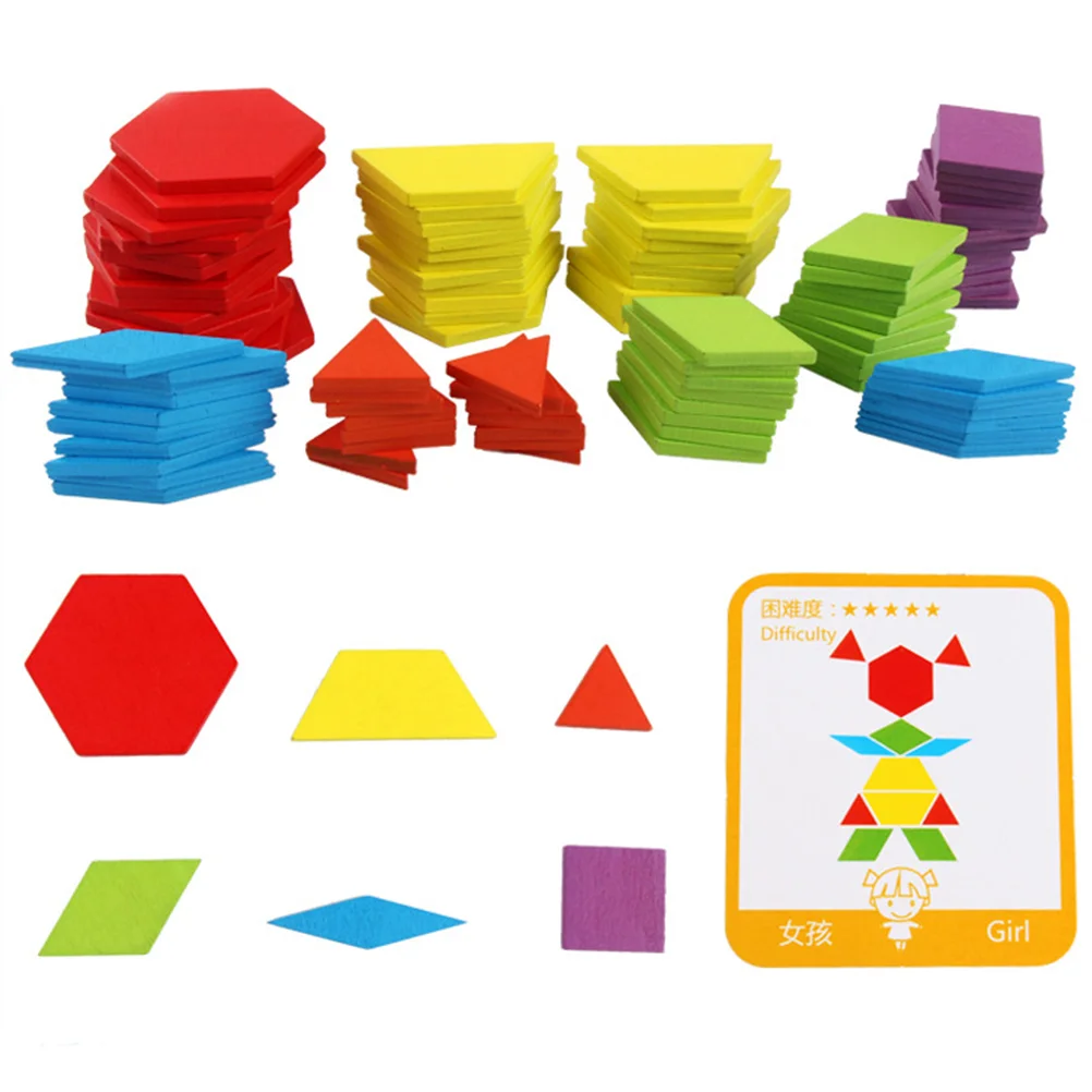 

155Pcs Creative Shape Jigsaw Puzzle Toys Funny Geometric Shaped Wooden Tangram Toys Kit Kids Early Educational Toys