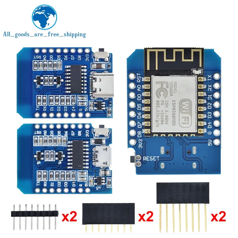 D1 Mini TYPE-C/MICRO ESP8266 ESP-12F CH340G V2 USB D1 Mini WIFI макетная плата D1 Mini NodeMCU Lua IOT плата 3,3 В с контактами