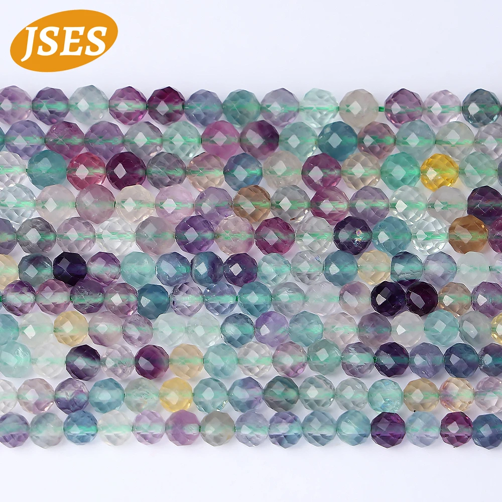JSES натуральные красочные флюоритовые граненые бусины свободный камень