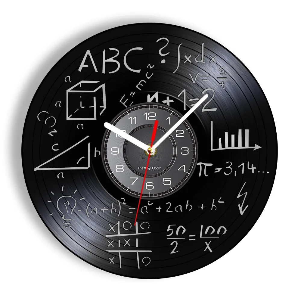 

Science Art Math Equation Wall Clock Math Formula Vinyl Record Wall Clock Math Pi Geek School Wall Decor Math Teacher Gift
