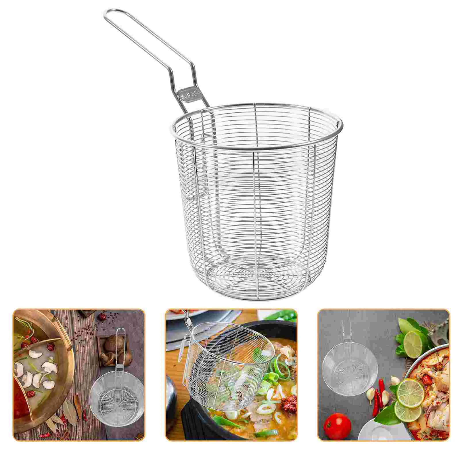 

Strainer Noodle Basket Colander Mesh Metal Strainers Sieve Fine Kitchen Clip Boil Dumpling Pasta Spaghetti Colanders Spider