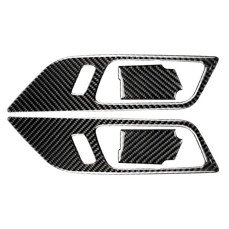 

4Pcs Car Carbon Fiber Interior Door Handle Bowl Sticker For Ford Mustang 2015-2017