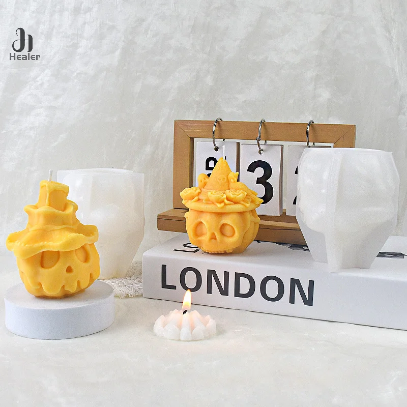 Силиконовая форма в виде тыквы призрака свечи формы на Хэллоуин ведьмы шляпы