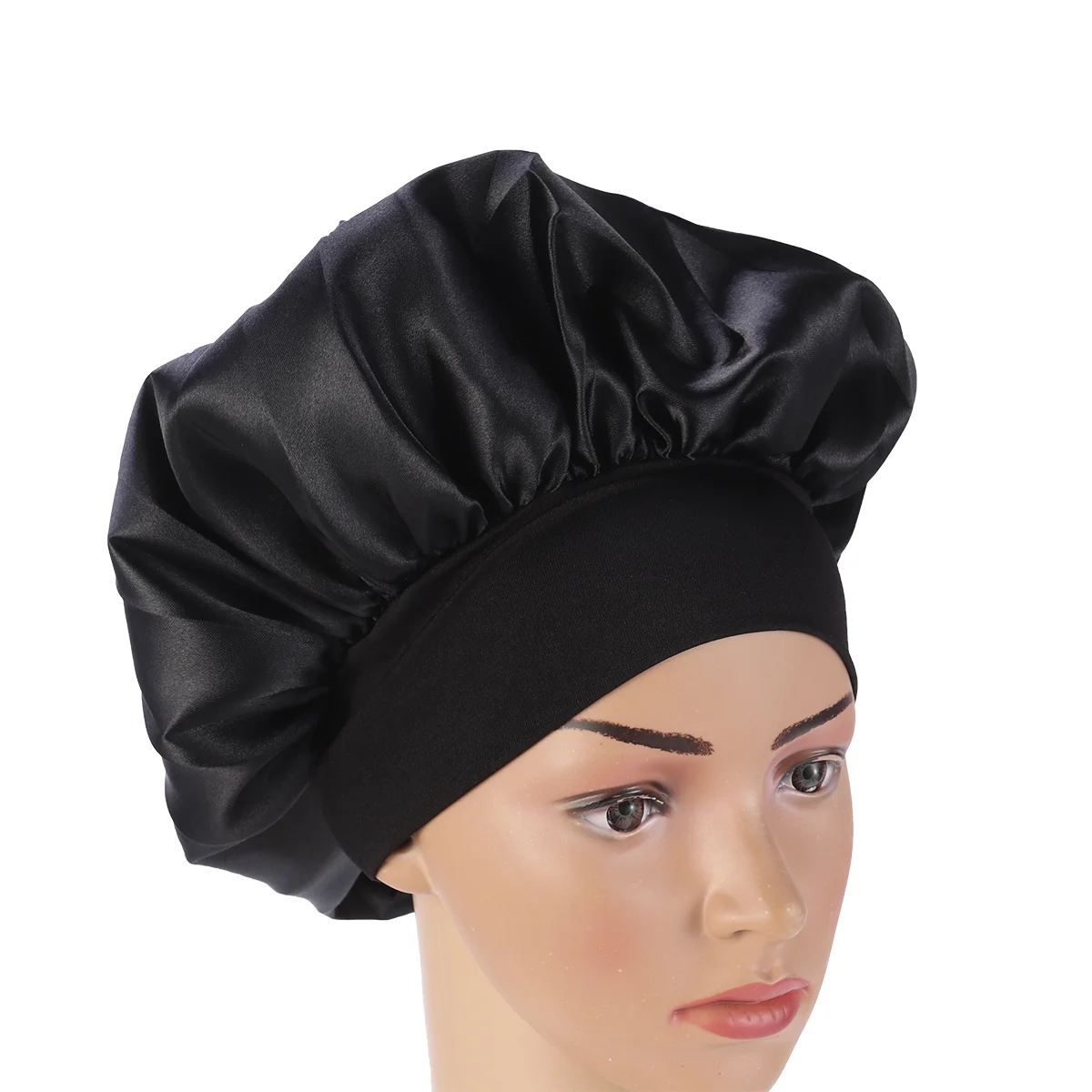

Cap Sleeping Bonnet Hat Hair Satin Night Hats Silkbeanie Bath Elastic Cover Women Widecare Caps Chemo Sideturban Adjustable