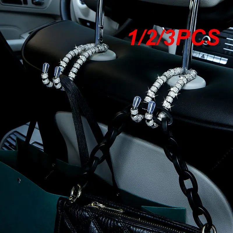 

1/2/3PCS Headrest Storage Holder Bling Rhinestone Stable 2 In 1 Design Exquisite And Cute Durable Car Accessories Car Seat Hook