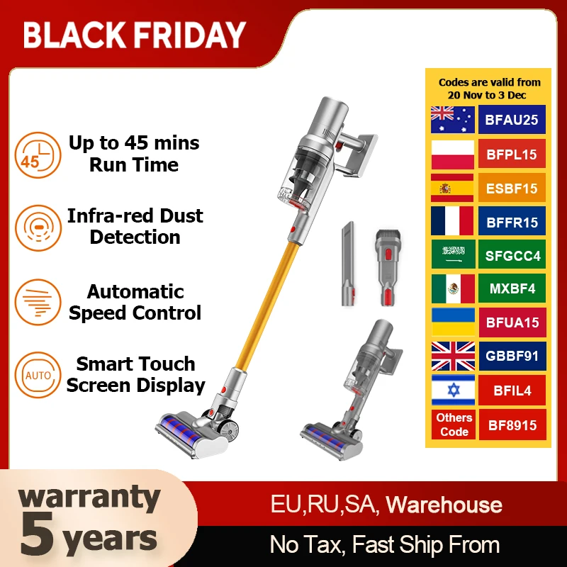 

Вертикальный/ручной пылесос Liectroux i10, <500 Вт, беспроводной, сухая уборка, циклонный контейнер