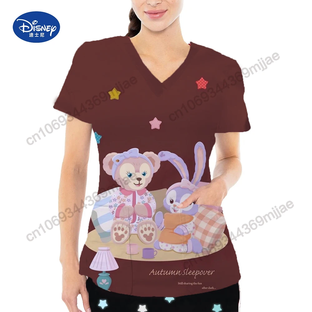 

Disney Woman Clothing V-neck Y 2k Top for Women Pocket Women's Tops Y2k Women's Tee Shirt Luxury T-shirt Cute Clothes Kpop Yk2