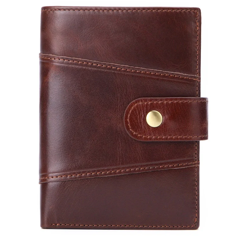 

Man Wallets Bag Purse Fold Anti Theft RFID Business Card Holder Pocket ID Bag Vertical Vintage Genuine Leather Wallet Men Purse
