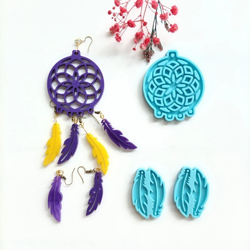 

Silicone Resin Mold Pendants Feather Resin Accessories Tool DIY Dropship