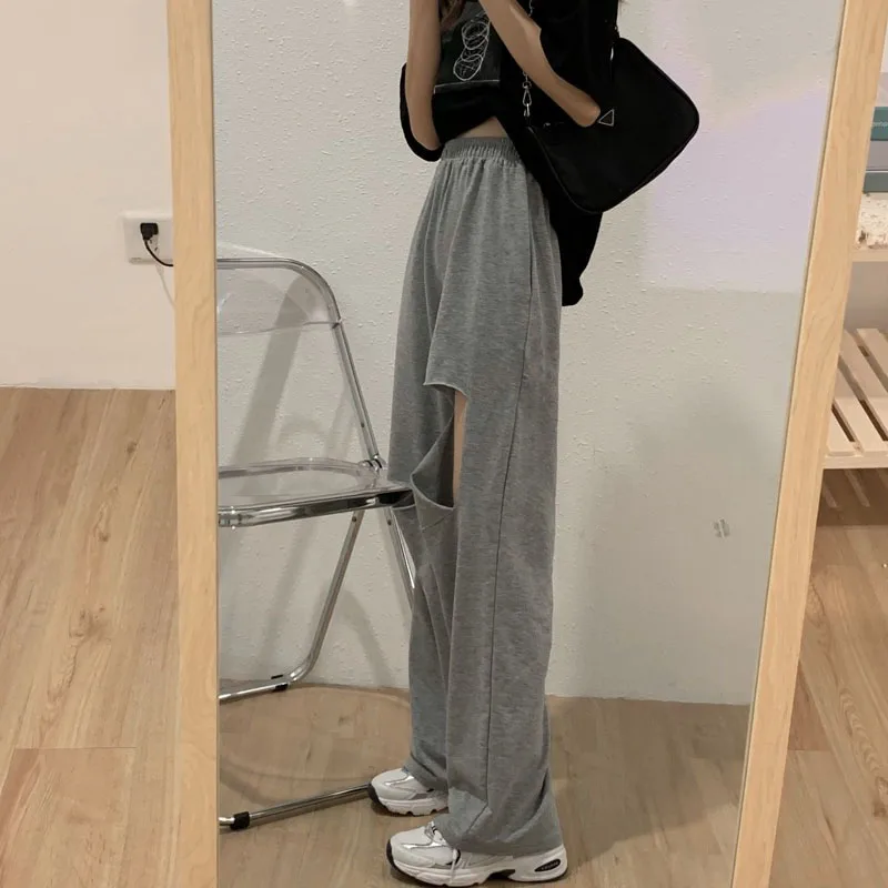 

Спортивные штаны для женщин проколы летние тонкие прямые бочонок легкие стрейч с высокой талией свободные провисание модные