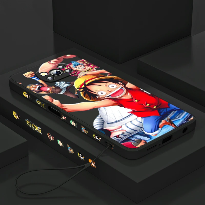 

Anime ONE PIECE Boys For Xiaomi POCO X3 NFC F3 GT M4 M3 Pro M2 Pro C3 X2 11 Ultra Silicone Liquid Left Rope Phone Case