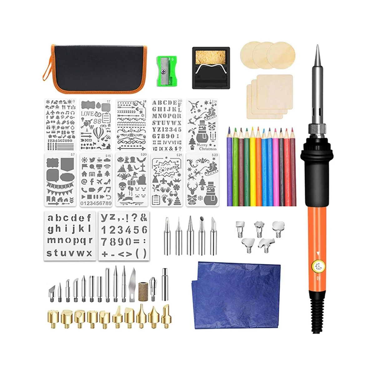 

Wood Burning Kit 60W Professional WoodBurning Pen Tool Wood Burner for Embossing Carving Pyrography Soldering EU Plug