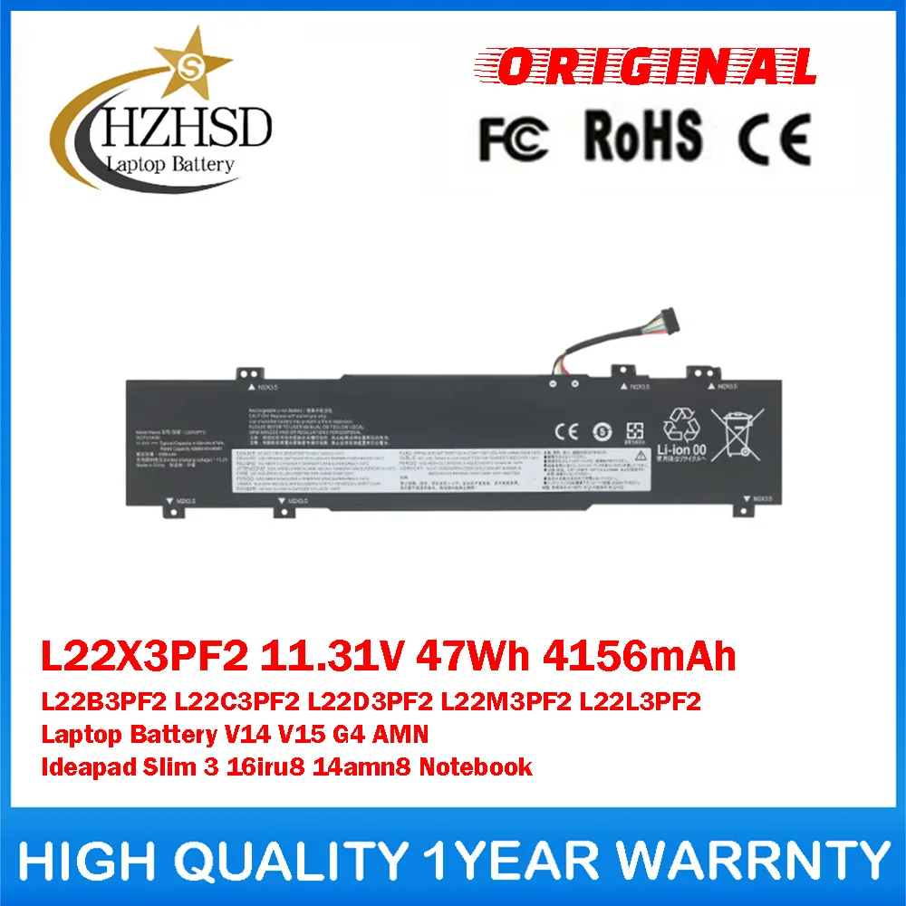 Фото L22X3PF2 11.31V 47Wh L22B3PF2\C3PF2\D3PF2\M3PF2\L3PF2 Оригинальная батарея для ноутбука Lenovo V14 V15 G4 AMN Ideapad Slim 3 №1