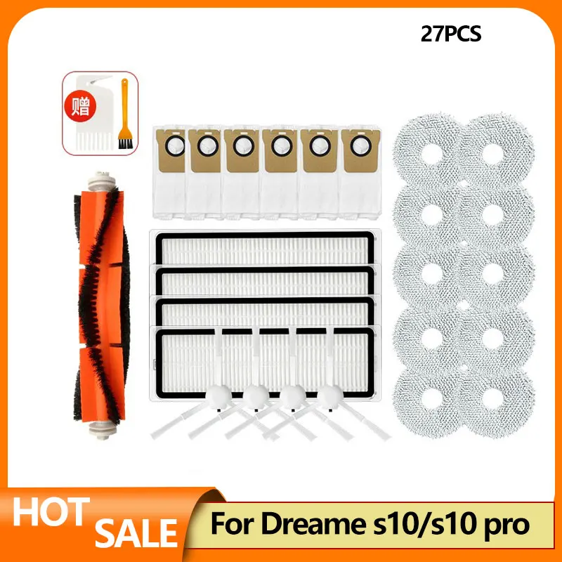 

For XIAOMI Dreame S10 Pro /Dreame L10s Ultra /Mijia Omni Robot X10+ Robot Vacuum Spare Parts Main Side Brush Hepa Filter Mop