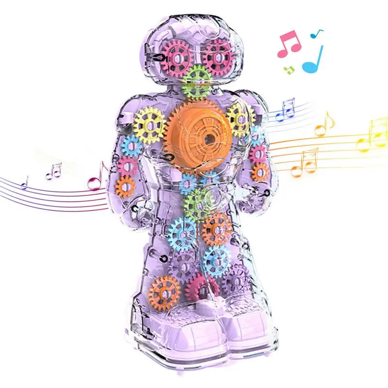 

Gear Robot Toys Walking Robot Transparent Appearance Dynamic Music Cool Lights For Early Learning Center Toys Teacher Teaching