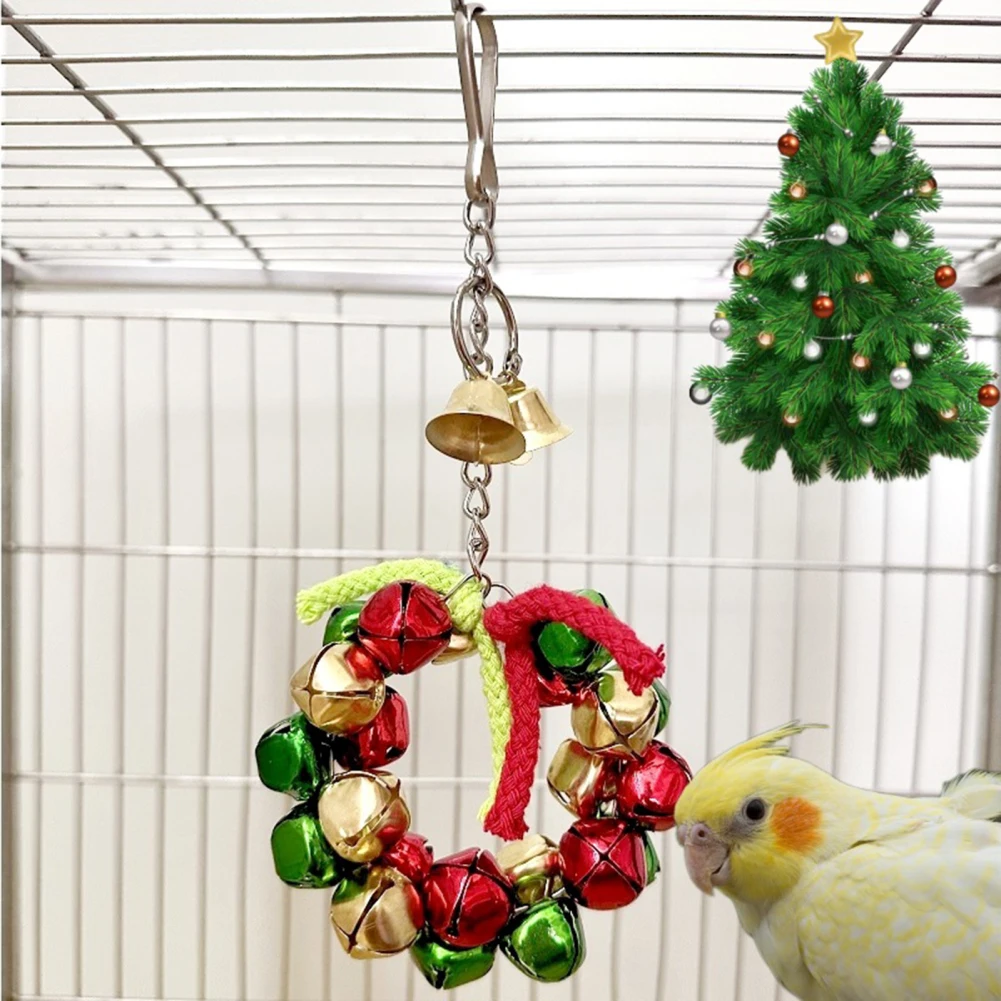 

Parrot Toy 10x20cm Hanging Cage Bite Iron Bells Bird Toy Colorful Chewing Hanging Cage Bite for Macaws Parakeet