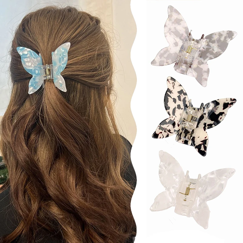 Новые Винтажные заколки для волос в форме бабочки из ацетатного волокна милые