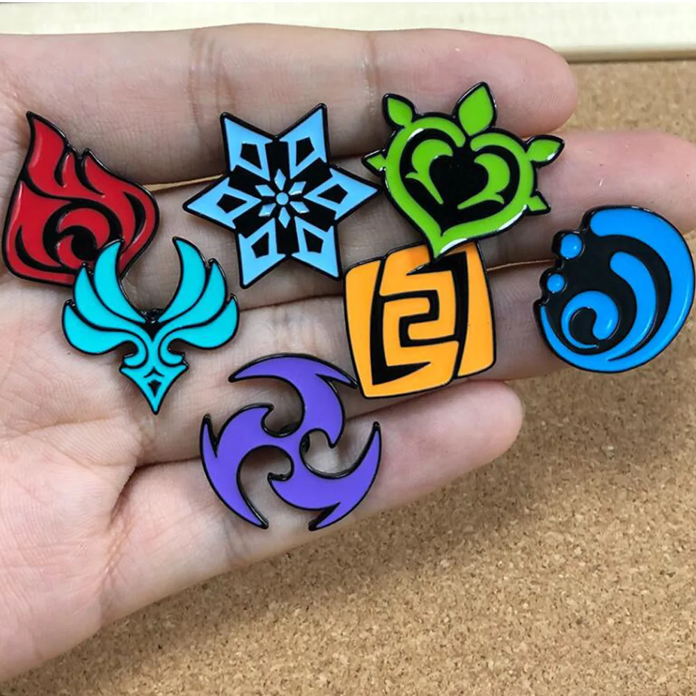 

Game Genshin Impact Brooch Vision Lnazuma Ganyu Keqing Wendi Xiao 7 Element Weapons Brooch ye Of Original God Toy Gift