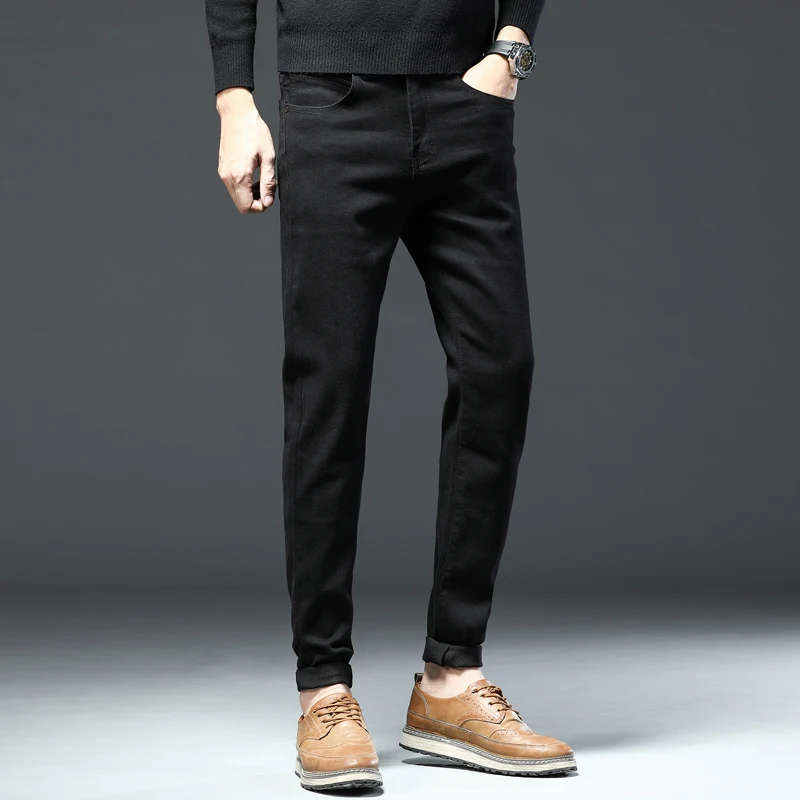 2022 модные мужские брюки Новые повседневные облегающие джинсы стрейч