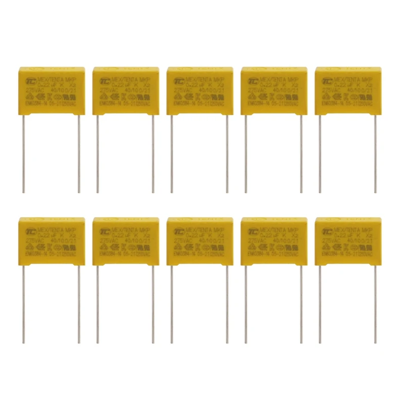 

10 Pcs AC 275V 0.22Uf Polypropylene Film Safety Capacitors MPX